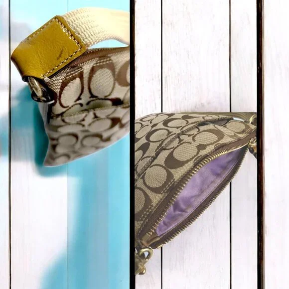 COACH Signature Canvas small crossbody bag in tan with turnlock - Picture 9 of 9